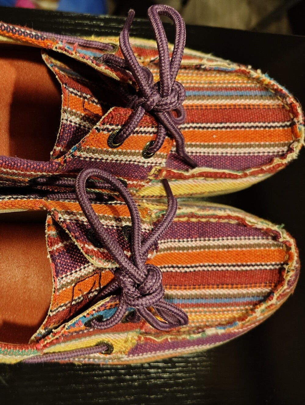 Twisted X Women's WDM0047 Purple Multi Serape Stripe Driving Mocs Boat Sz 8.5 - Picture 3 of 8